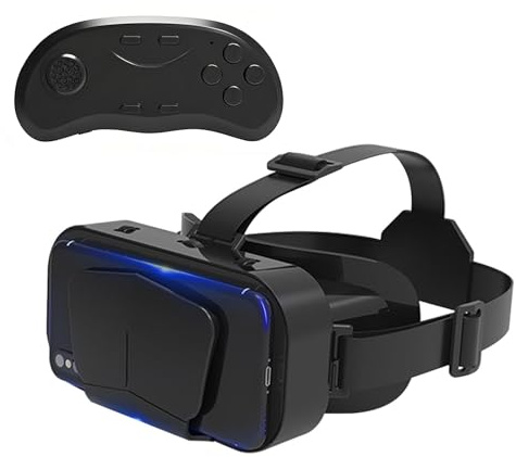Visore per Realtà Virtuale VR 3D con Controller, Compatibile con Schermi Da 4,7-7,2 Pollici, con Distanza Interpupillare Regolabile E Protezione per Gli Occhi per Film E Giochi In 3D,Black+B01 Handle