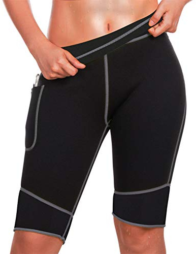 TrainingGirl Pantalones cortos de neopreno con bolsillo para mujer, para pérdida de peso, adelgazantes, sauna, entrenamiento, entrenamiento, yoga, leggings
