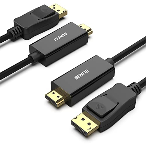 BENFEI DisplayPort to HDMI 1.8M Cable, 2 Pack DP Display Port to HDMI HDTV 1080P Adapter Male to Male Converter Gold-plated Cord for Lenovo, Dell, HP, Asus and other brand