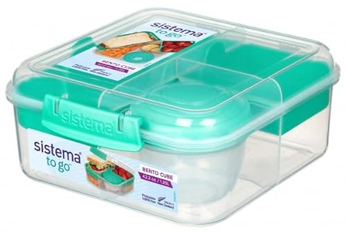 Sistema 2er Pack 21685 Bento Cube Box To Go mit Fruit/Joghurt Topf, 1,25 Liter- Farben: Mint
