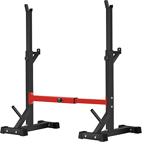 BangTong&Li Squat Rack Stand,Barbell Rack,Bench Press Rack Stand Home Gym Adjustable Weight Rack 550Lbs (Red)