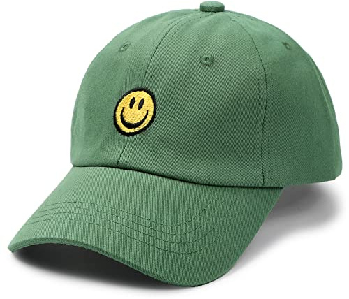 SONMONY Smile Face Toddler Baseball Cap Boy Baseball Hats Kids Washed Funny Hats Adjustable Cute Caps for 3-12 Years, Green, One Size