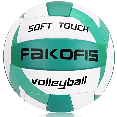 FAKOFIS Beachvolleyball, offizielle Größe 5,weiche Volleyballs für Kinder Erwachsene,Ball für Outdoor Indoor Spiele Grün
