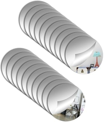 TAIANJI Spiegel - Rund 20 Stück Acryl Wandspiegel Kleiner Spiegel Ohne Rahmen: Selbstklebend, DIY für Deko Wand (8cm)