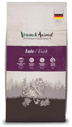 Venandi Animal - Cibo secco per gatti premium - anatra, confezione da 1 (1 x 6,5 kg), senza cereali con molta carne fresca