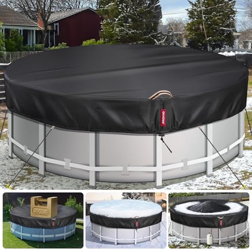 QH.HOME 15 Ft Round Pool Cover with Fast Tightening Patented Ratchet, Solar Pool Covers for Above Ground Pools, One-Piece Tear Resistant Swimming Pool Cover Protector with Upgraded Ultimate Windproof