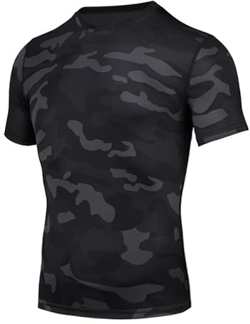 AMZSPORT Maglie Compressione Uomo Maglietta Manica Corta Maglia Palestra da Asciugatura Rapida, Mimetico-M