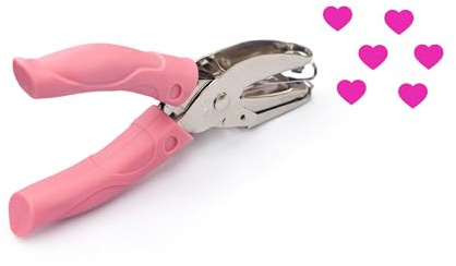 Heart Shape Hole Handhold Single Paper Punch for Paper and Crafts, 1/4 inch Puncher with Pink Soft Thick Silicone Cover