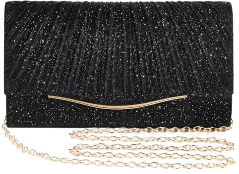Clutch Purses for Women Formal Dressy Evening Bag Handbags Crossbody Bag for Wedding Cocktail Prom Party Elegance Charm (Black)