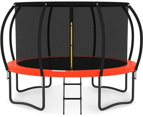 VNSMM Accesorios De Trampolín Trampolín de 10 pies con recinto - Trampolines recreativos con Escalera, Trampolín al Aire Libre Trampolín(10FT Red)