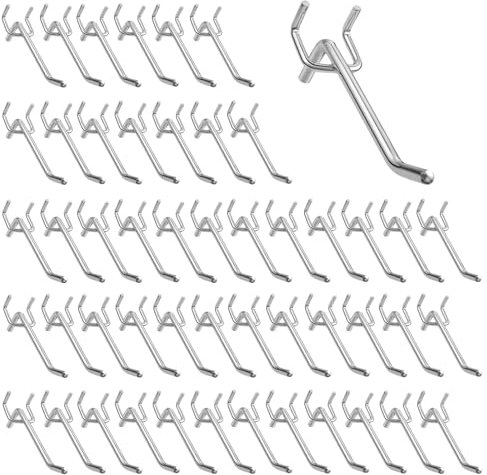 LEKEFETO 50 Stück Lochwand Haken Lochwandhaken Werkzeughalter Lochwand Länge 10 cm, Stecktafel Haken Lochwand Zubehör für Lochwand mit 3,2 cm Mittenabstand Wand Garage Regal Werkstatt