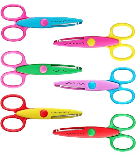 OUDQFCJ 6er-Set Kinder Bastelschere Kinderschere Kinder gezackte Schere Zick-Zack-Schere