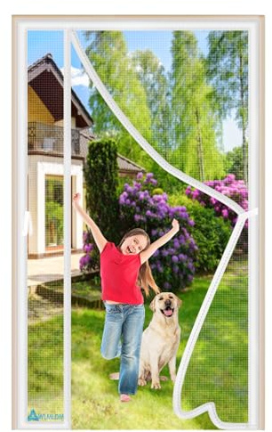 Mosquiteras Magneticas para Puertas Blanco 65x180cm Cortina Mosquiteras Magnética de Malla Anti-insectos Tela Mosquiteras de Ventanas Permite Entrada Aire Fresco