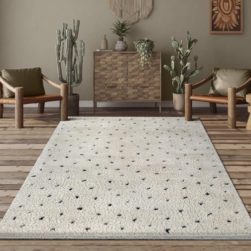 the carpet Bahar Shaggy eleganter Designer Teppich Wohnzimmer, weicher & pflegeleichter Hochflor Wohnzimmerteppich in Creme, 120 x 170 cm