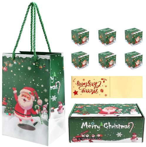 Vocdikficy Weihnachts-Sparschachtel Set Geschenkbox Explosionsbox für Geld Weihnachts-Geldbox für Bargeldgeschenke (Grün, 6 Stück)