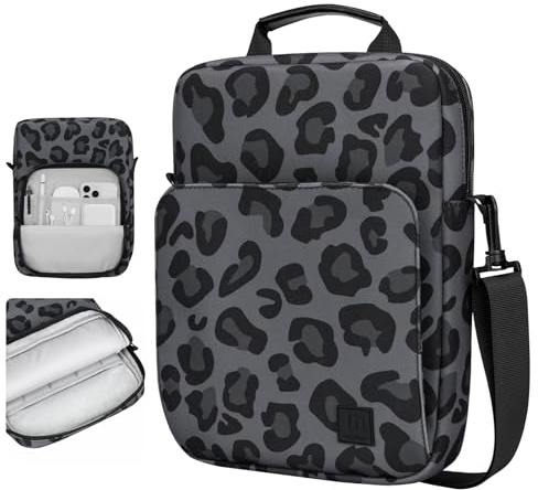 Dadanism 9-11 Pouces Housse Sac Tablette avec Bandoulière pour iPad (A16) 11, iPad Air 11 M4/M3, iPad Pro 11 M5/M4, iPad 10é Gén/Air 5/4, iPad 9/8/7é Gén 10,2, Galaxy Tab A11+/A9+ 11, Noir Léopard