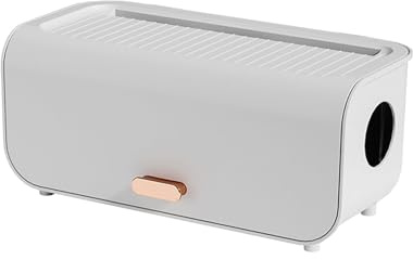 Caja de Gesti n de Cables Peque a para Escritorio Organizador de Alambres Seguro y Discreto para Cargadores Adaptadores Tiras de Alimentaci n y Cables Blanca