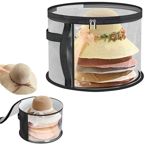 wlsvega Scatola Porta Cappelli - Scatola per Cappelli Grande - Hat Boxes - 42*26,con Maniglia per Il Trasporto,Efficacemente Antipolvere,Adatto per Riporre I Cappelli,per L'Organizzazione Della Casa