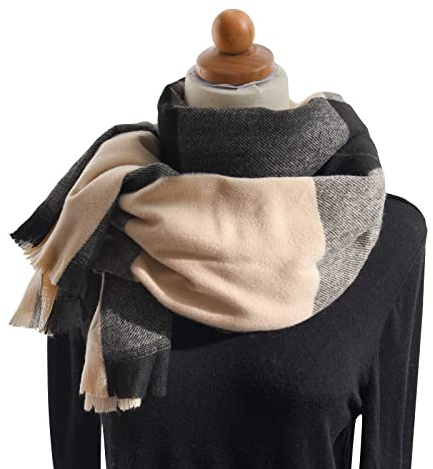 Echarpe Femme Foulard Femme Écharpe Plaid Automne Hiver Épais sans Franges Châle Simple mais Élégant