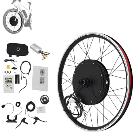 Armanyya Kit de conversión de bicicleta eléctrica de 24 pulgadas, motor de rueda delantera de 48 V 1000 W con pantalla LCD, 440 RPM, kit de montaje de bicicleta con 5 velocidades ajustables