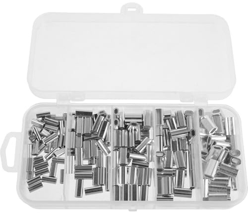 TOYANDONA Kit 200 Pezzi Manicotti a Crimpare per Lenza da Pesca in Alluminio, Connettori per Crimpatura del Filo Metallico, Accessori per Attrezzatura Pesca Resistenti all’umidità