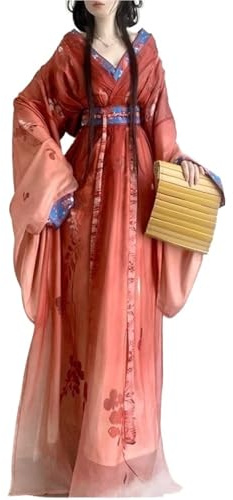 Kvinnors urgamla kinesiska Hanfu-klänning Lila Gradient Wei Jin-stil Flytande bred ärm med blommigt tryck Robe Fullt set for festival Cosplay-fotografering