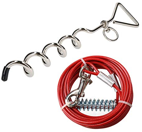 Yard Dog Juego Fuera Spike & 10ft Resistente Cable de Amarre Fuerte