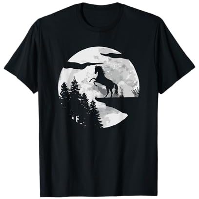 Caballo Potro Noche Luna Llena - Jinete Equitación Caballo Camiseta