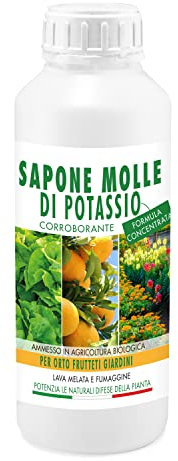 Sapone Molle di Potassio 1L per Orto e Frutta, Corroborante Concentrato - Efficace su Insetti parassiti melata e fumaggine