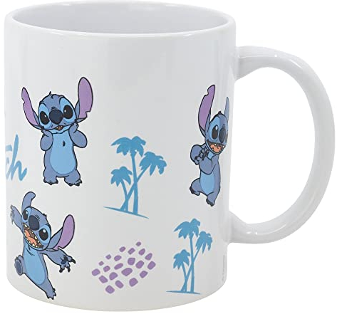 TASSE EN CÉRAMIQUE - MUG 325 ML | STITCH LEAVES PATTERN, Bleu/Lilas