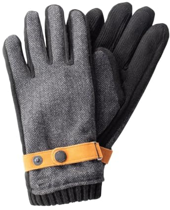 camel active Herren Material-Mix Handschuh Fäustlinge, Schwarz, M