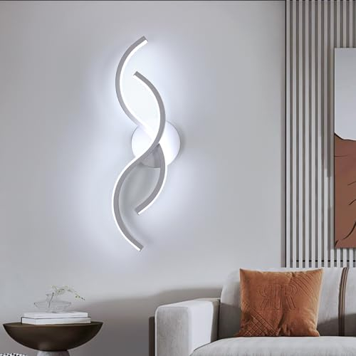 Toolight Applique LED Parete Interno, 15W Lampada da Parete Design Moderna, Lampada da Muro Interno per Soggiorno Camera da Letto Bagno Scale Corridoio, Luce Fredda 6500K, Bianco, 41CM