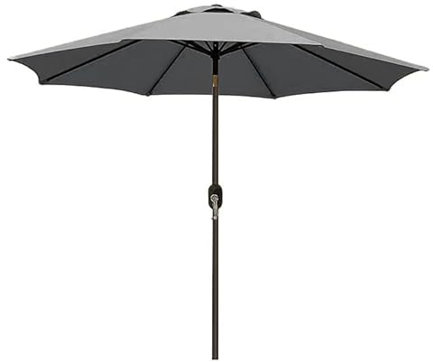 Arreditaly Ombrellone Da Giardino Parasole Per Balcone Con Air Vent Inclinazione Regolabile Apertura A Manovella Anti UV Impermeabile Per Mare Spiaggia Piscina Terrazzo 2.7 M (Grigio)