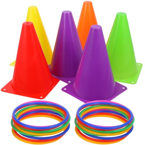 Conos De Plástico para Lanzamiento con Anillos Juego De Entrenamiento Deportivo para Niños, Seguro y Duradero, Ideal para Fiestas Infantiles, Actividades Al Aire Libre y Entrenamiento Sensorial