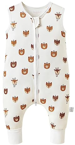 Xifamniy Schlafsack Baby mit Füßen 0,5 Tog Baby tragbare Decke Schlafsack Neugeborene Wickeldecke mit Reißverschluss für einfaches Windelwechseln (Tierkopfschuss, S / 70cm)