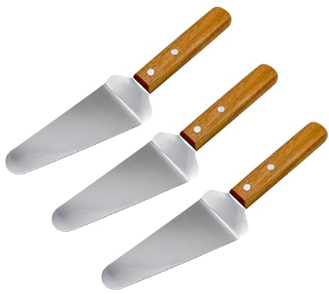 Lot de 3 spatules en acier inoxydable - Spatule à viande avec manche en bois - Pelle à pizza - Pelle à rôti - Pelle à poêle - Spatule pour barbecue - Spatule de barbecue - Spatule de cuisine - Spatule