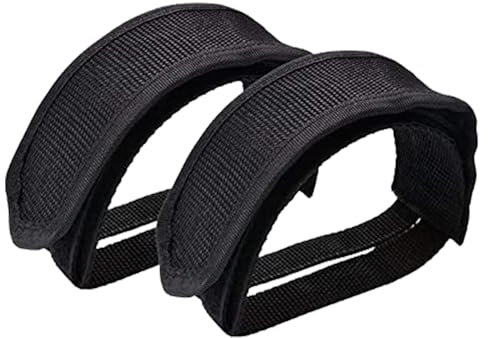 Buaak 1 Paar Zehenclips-Gurte rutschfest Verstellbar, Pedalriemen,Fahrrad Pedal Straps,Anti-Slip Fahrrad Pedale,Fahrradpedalgurte Für Rennrad,Freestyle-Bike,Mountainbike(Schwarz)