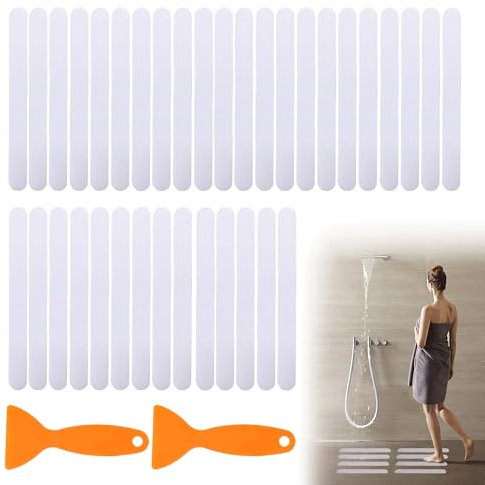 Bansusu 36PCS Anti Slip Bath Stickers Non Slip Shower Stickers Reduce Accidental Slips with scraper Bath Non Slip Stickers Transparent Floor Grips for Bathtub Shower Floor Stairs
