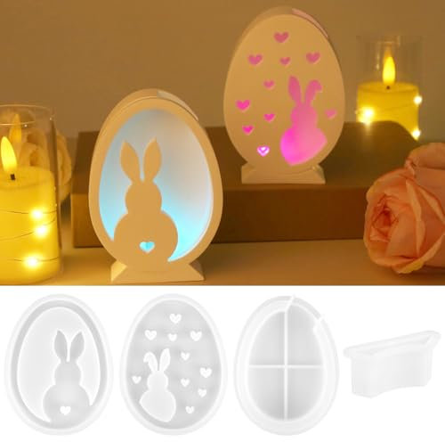 2 Pezzi Stampi in Silicone Pasquale, Stampo Silicone Pasqua Coniglio, 3D Stampi per Candele, Creativo Stampi per Gesso per DIY Candele, Sapone Fatto a Mano, Decorazioni Pasquali