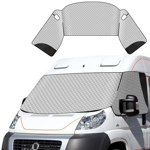 CISSIYOG Bâche de pare-brise de camping-car, compatible avec Fiat Ducato, Peugeot Boxer, pour Ci-troen Relay X250/290 (2006-2024), store d'isolation avec sac de rangement