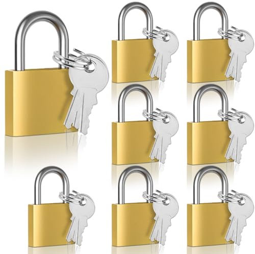 Cieex Lot de 8 cadenas clé Petits Cadenas Casier 51 x 30 x 12,8mm Étanche Cadenas de Sécurité pour Sacs de Voyage, Valise, Armoires, Casiers