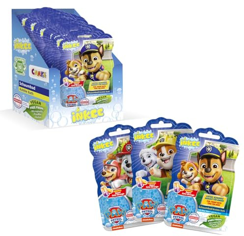 INKEE - Bagnoschiuma liquido Paw Patrol | Additivo da bagno per bambini, Paw Patrol Bagnoschiuma blu per bambini con profumo di aloe vera e ghiacciolo alla ciliegia, 15 x 40 g