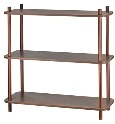 ALPOME 3 Tier Wooden Bookshelf, 31.5 Inch Modern Small Shelf Organizer, Sturdy Bookcase with 1 Thick Pillars for Home Office, Living Room, Easy No-Tool Assembly, Natural Wood Color