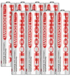 PHOTOOLEX Pilas Recargables AAA (Paquete de 8), Pila AAA 1300 mWh Li-Ion de 1,5 V Alta Potencia de Salida, batería de Litio Triple A, más de 1600 ciclos Larga duración (sin Cargador)