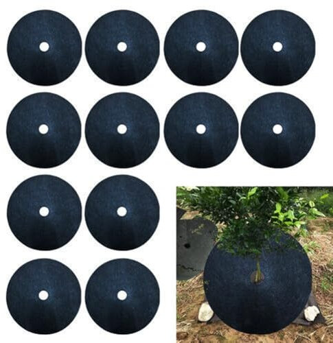 12 dischi per pacciamatura per proteggere le piante e migliorare l'aspetto del giardino (32 cm)
