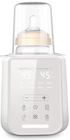 Vuxava Chauffe-Biberon 8-en-1 – Chauffe-Aliments Bébé Multifonction avec veilleuse et minuterie, idéal pour les déplacements, préserve les nutriments du lait maternel, compatible tous biberons