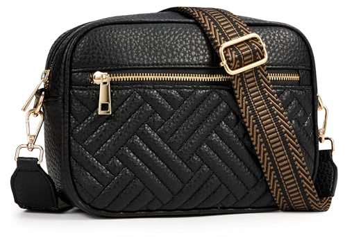 KALIDI FANCY FOREST Umhängetasche Damen Vegan Leder Crossbody Bag mit Abnehmbarem Breitem Schultergurt Klein Handtasche Handy Tasche Schultertasche Tägliches Arbeiten, Einkaufen, Reisen