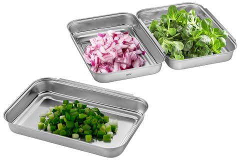 GEFU PANDO Lot de 3 bols en acier inoxydable pour paner, mariner et portionner | Bord plié pour une connexion sans couture | Passe au lave-vaisselle