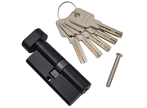 Bombin Cerradura Seguridad, Bombin Doble Embrague Todo Latón Negro cilindro de la cerradura de puerta de seguridad de la ventana 70 mm Cilindro Sala de estar seguro de la manija personalizada Clave(Si