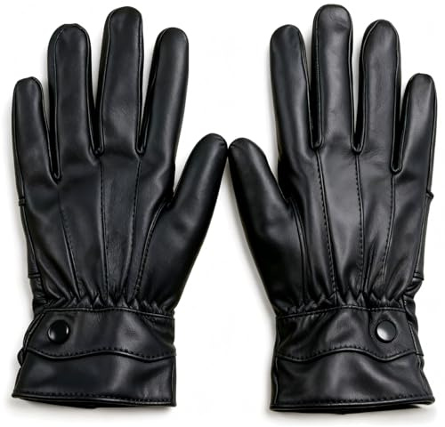 SURAWIL Leather Gloves Women Winter Warm Fleece Lined Touchscreen W031US Black M